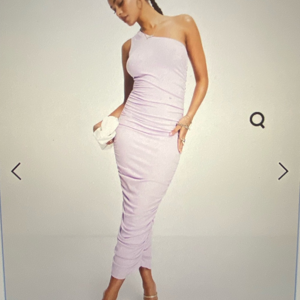 SNDYs rumour one shoulder midi dress in lilac